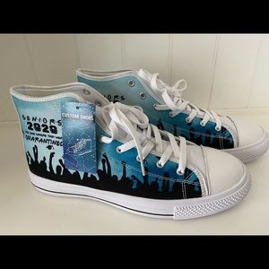 Pandemic Covid 19 Lock Down High Top Sneakers Seniors Class of 2020 Size 10